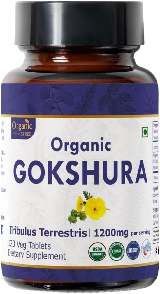 Gokshura 120 Tabletten | Tribulus Terrestris (Gokshura) | USDA Organic Certified| Unterstützt Immunität und Stärke | Organic und Natural 120tab