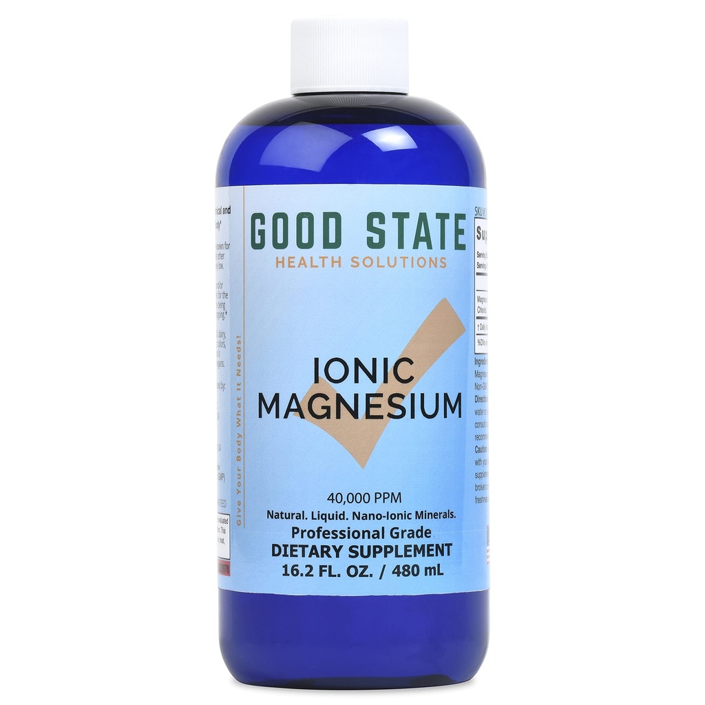 Good State | Ionic Magnesium 16 oz.| Natural | Nano Sized Mineral Technology | Professional Grade | Unterstützt gesunde chemische & Enzyme Reaktionen | 192 Servierungen bei 100 mg pro Portion | 16 Fl oz Bottle