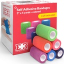 Selbstklebende Cohesive Bandagen 3" x 5 Yards - 24 Graf, Regenbogenfarben