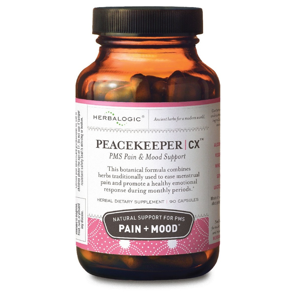 Herbalogic - Capsules d'herbes CX de garde de la paix - Réduit les swings d'humeur liés au SPM - Réduit les crampes et la douleur associées aux périodes mensuelles - Contient du curcuma et du Corydalis - 90 Cap Count