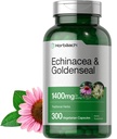 Horbäach Echinacea Capsules de seaux d'or, 1400mg, 300 Count, Végétarien, Non-OGM, Supplément d'extrait sans gluten