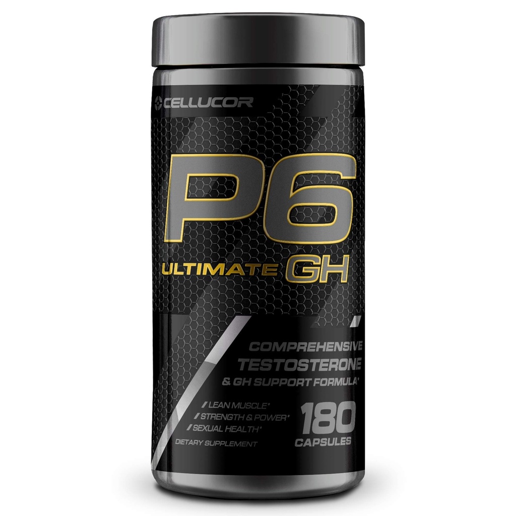 Cellucor P6 Ultimate GH Test Booster pour les hommes, pilules de soutien de l'hormone de croissance pour la synthèse des protéines et le métabolisme des graisses, 180 Capsules