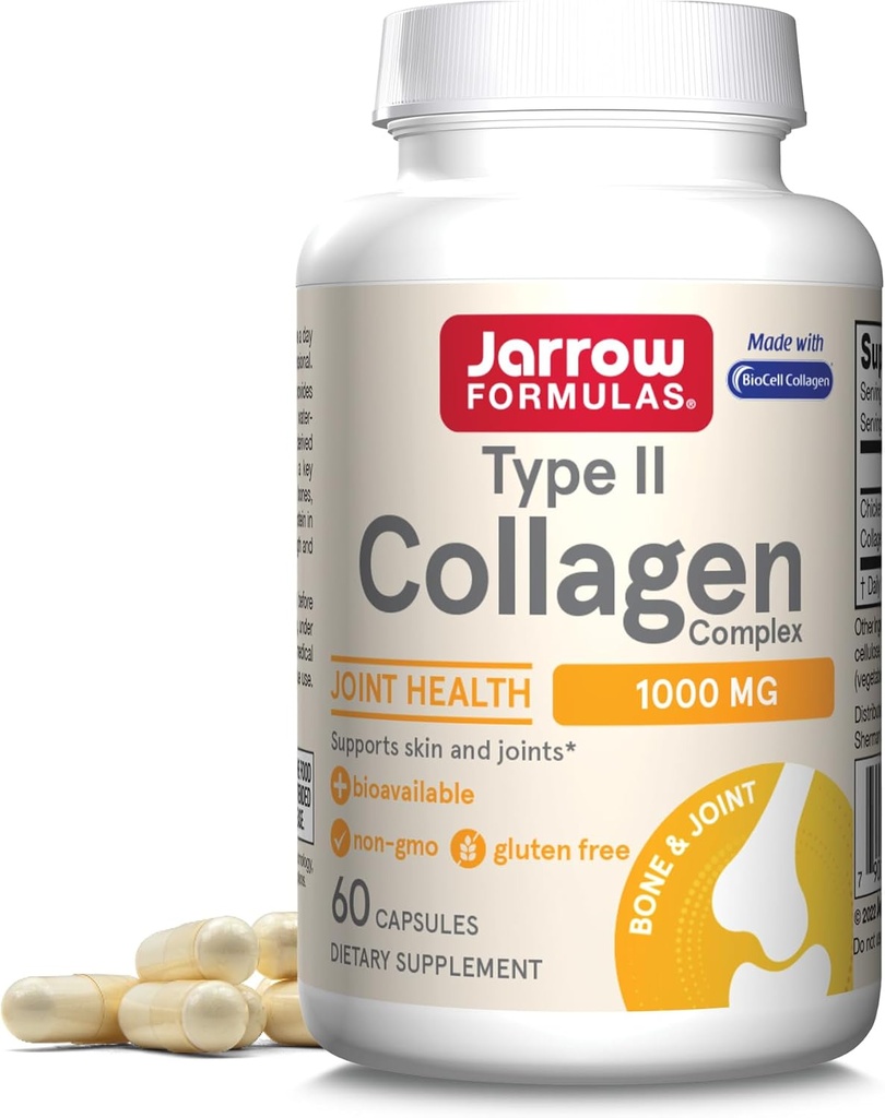Jarrow Formulas® Type II Collagen Complex 1000 mg Supplements, Supports Skin and Joint Health, 60 Capsules, 30 Day Supply