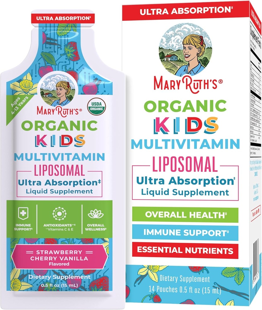 MaryRuth Organics Multivitamin für Kinder | Sugar Free | Flüssige Vitamine | Immununterstützungsergänzungsmittel | Kognitive Gesundheit & Gesamt Wellness | USDA Organic | Vegan | Non-GMO | 14 Portionen