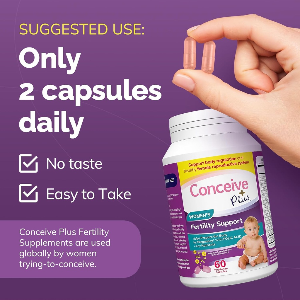 CONCEIVE PLUS Fertilitätsergänzungen für Damen & Herren | 30-Tage Versorgung Fertilität Unterstützung Bundle | Premium Fertilität Vitamine für männliche und weibliche Empfängnis | 2 x 60 Soft Capsules