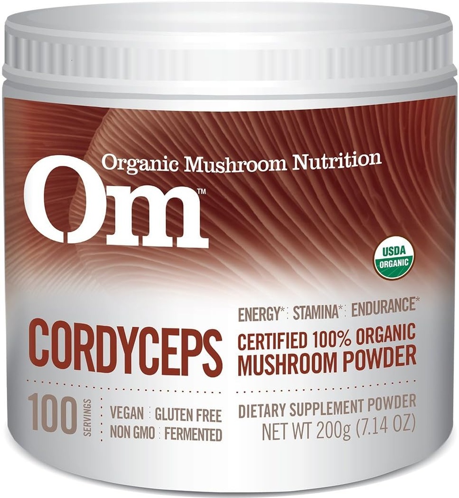 Om Bio Mushroom Superfood Poudre, Cordyceps, 100 portions, supplément de soutien énergétique et d'endurance, 7.05 Ounce (paquet de 1)