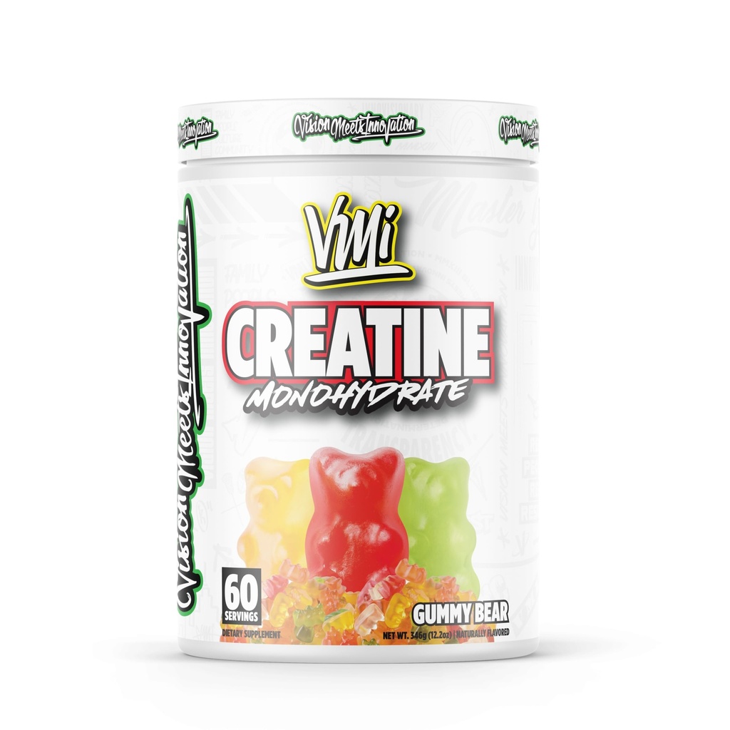 VMI Sports Creatine monohydratée en poudre Masse musculaire – Force – Taille – Puissance – 5 grammes par portion (60 portions, ours gommy)