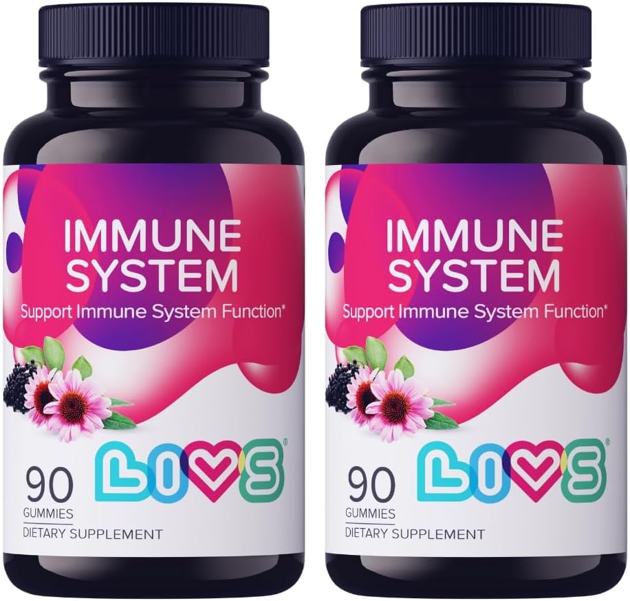 LIVS Immunsystem Elderberry Gummies für Erwachsene & Kinder | Advanced Immun Support Supplement mit Vitamin C, Echinacea, & Propolis | Vegan & Gluten Kostenlose Gummy Vitamine | 200mg Elderberry/Dose -180 Ct