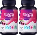 LIVS Immunsystem Elderberry Gummies für Erwachsene & Kinder | Advanced Immun Support Supplement mit Vitamin C, Echinacea, & Propolis | Vegan & Gluten Kostenlose Gummy Vitamine | 200mg Elderberry/Dose -180 Ct