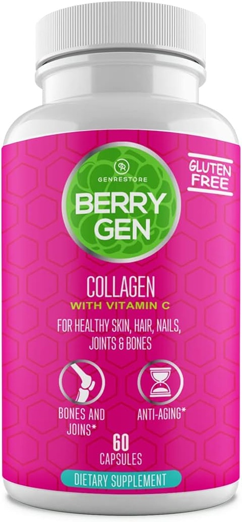 Collagen Peptides Supplement mit Vitamin C, Biotin und Hyaluronsäure - 60 Kapseln - Natürliche Formel - Unterstützt Gelenke, Haare, Haut und Nägel - Made in USA