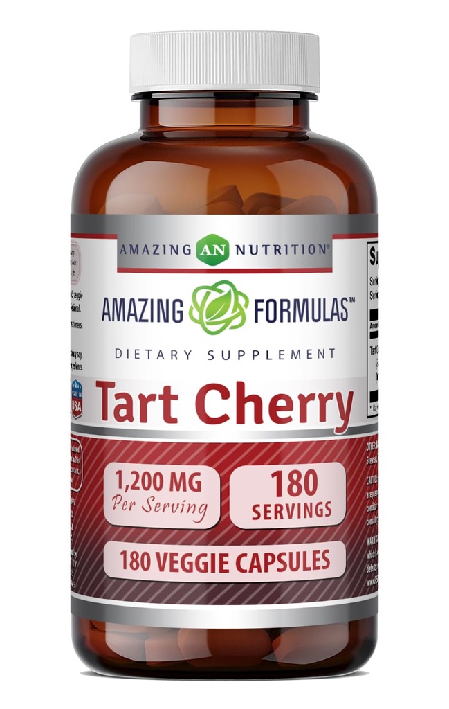 Erstaunliche Formeln Tart Cherry 1200 MgPer Servieren | 180 Veggie Kapseln Ergänzung | Non-GMO | Gluten Free | Made in USA