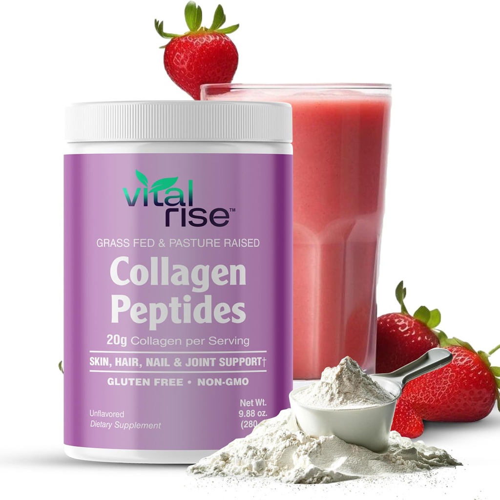 Poudre de collagène hydrolysée d'origine naturelle - Soutien des cheveux, de la peau, des ongles et des articulations - Supplément de collagène de type I et III alimenté par l'herbe pour les femmes
