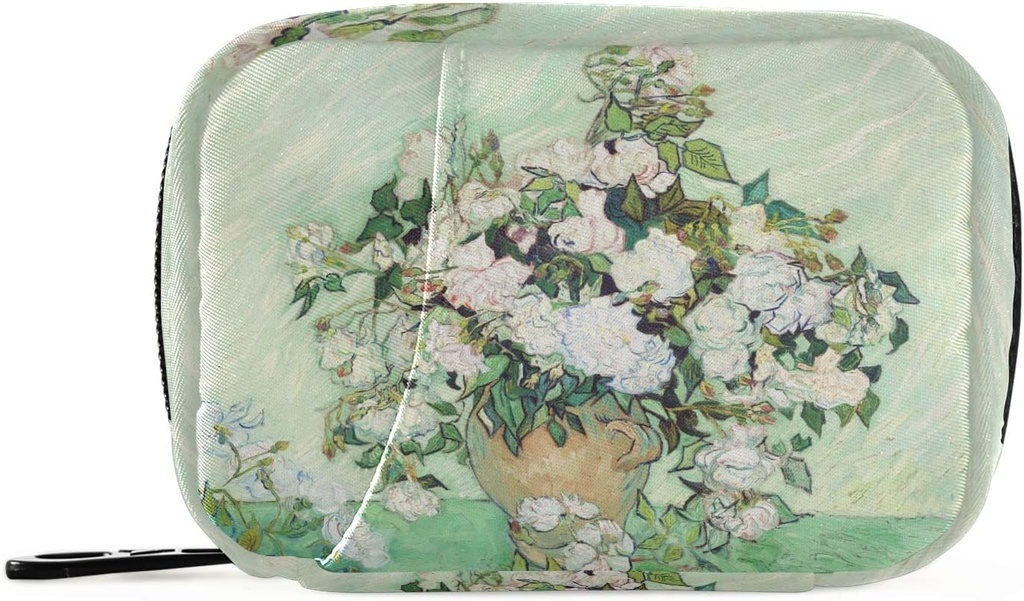 Roses Van Gogh Pill Box 7 Day Pill Case Sac de voyage Pill Organizer Sac avec zipper Portable Weekly Case Taille compacte pour le support de supplément de vitamine
