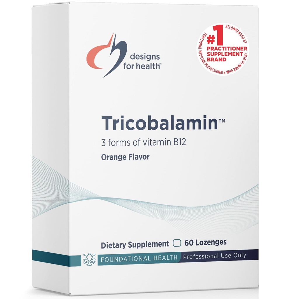 Designs für die Gesundheit B12 Tricobalamin Lutschtabletten - 3000mcg Triple B12 Quick Dissolve Tabletten mit Methylcobalamin, Adenosylcobalamin + Hydroxocobalamin - Natural Orange Flavor (60 Lutschtabletten)