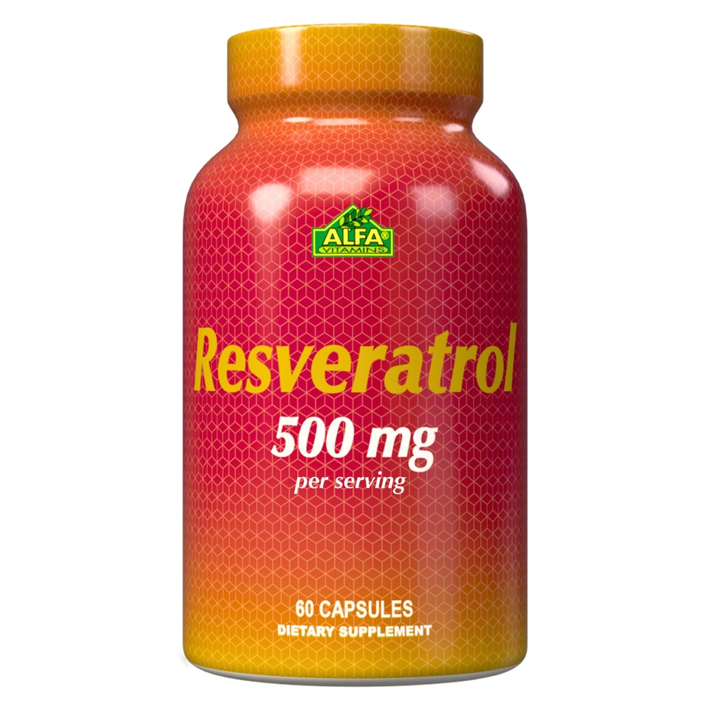 Resveratrol 1000mg von Alfa Vitamins - Leistungsstarkes Antioxidans, hilft, Zellschäden zu verhindern - Unterstützt Gehirnfunktion, Herz-Kreislauf-Gesundheit, Stoffwechsel, Anti-Aging-Effekte - 60 Kapseln
