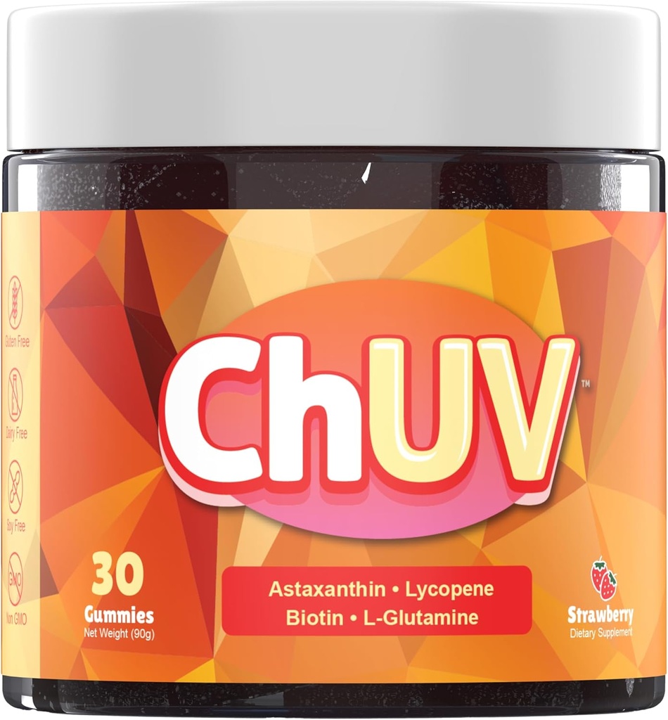 60 Gummie - Natürliche Astaxanthin-Ergänzung zur Unterstützung des Gerbens - Inklusive Lycopin, Biotin und L-Glutamin - Non-GMO & Gluten-Free