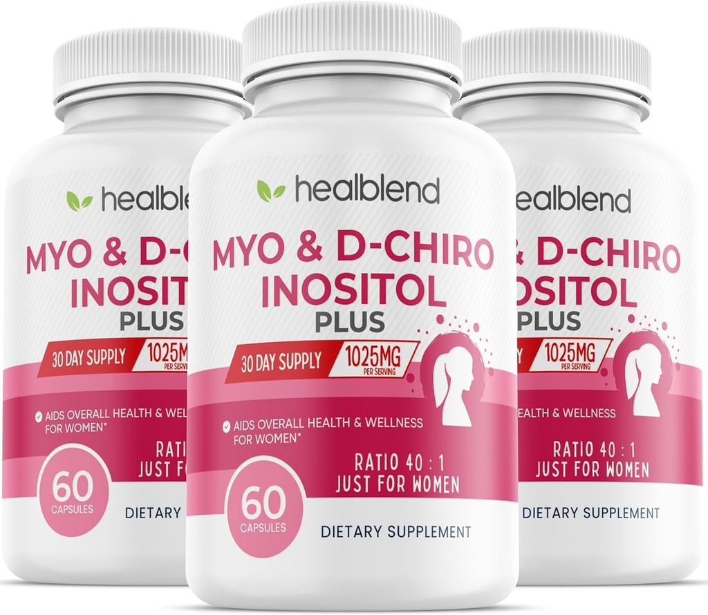 Myo & D-Chiro Inositol Plus Supplement Blend, Hormonal Balance, Gesunde Ovulation & Gesamt Wellness-Unterstützung für Frauen, Fruchtbarkeit und Schwangerschaftsgesundheit (3 Pack)