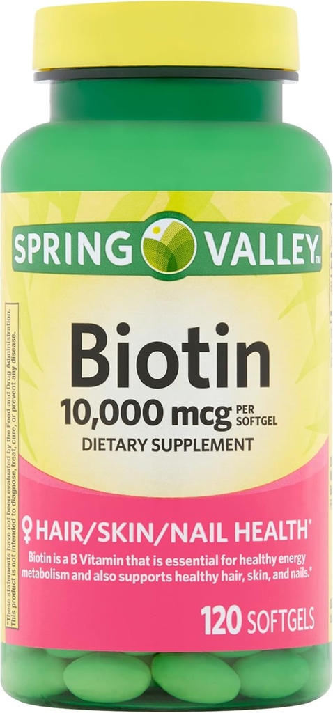 Spring Valley Biotin Nahrungsergänzung, 10.000 mg, 120 Softgels