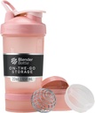 BlenderBottle Shaker Bottle mit Pill Organizer und Speicher für Proteinpulver, Classic V2 ProStak System, 22-Ounce, Rose Pink