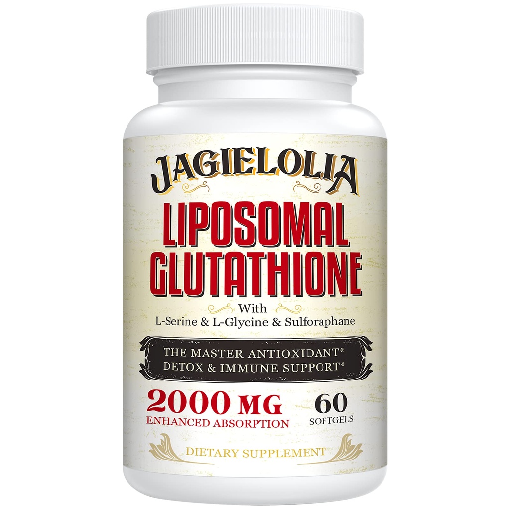 Liposomale Glutathione 2000 mg mit L-Serin, L-Glycin & Sulforaphane – Aktive L-Glutathione Einzigartige Formulierung zur Steigerung der Absorption - Master Antioxidans, Detoxifying & Immune | 60 Softgele