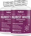 NuBest White - Supplément de blanchiment de peau, supplément pour l'antivieillissement avec le glutathion, vitamine C, E, B2, extrait de chardon de lait, extrait de thé vert pour éclaircir et éclaircir