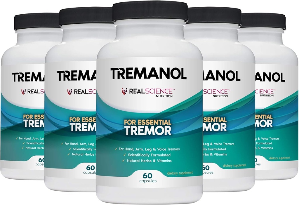 Tremanol – Pack von 5 - Natural Aid for Essential Tremor - Bietet Relief für schattige Hände, Arm, Bein, & Voice Tremors