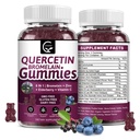 Quercetin-Gummien mit Bromelain 2378mg - Mischung mit Elderberry, Echinacea Purpurea Extract, Zink, Vitamin C,D3,K2, Complex unterstützt Immun, Herz-Kreislauf- & Atemwege, Vegan Gummy für Erwachsene & Kinder