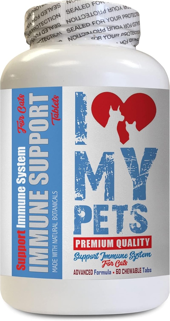 I LOVE MY PETS LLC Ältere Katzen-Ergänzung - CAT Immune Support - Booster - Gesunde Ergänzung - Leberunterstützung für Katzen - 60 Bäume (1 Flasche)