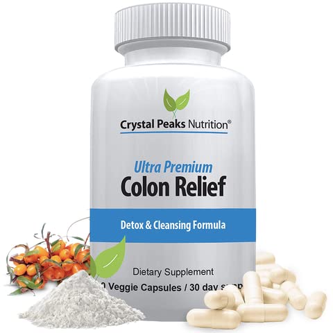 Natürliche Colon Cleanser Kapseln für Verstopfung Relief und Gut Cleanse Detox - Cascara Sagrada, Psyllium Husk & Bentonite (60 Kapseln)