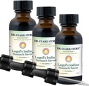 Dr Clark LugolS Solution Iodine 2% - Iodine Aqueuse et 2 % Granulaire - Relief de l'estomac naturel et soins de santé - 1 fl. Oz avec un Dropper 3Pack