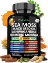 Adndale Sea Moss Black Seed Oil Ashwagandha Ginger Kapseln. SeaMoss Capsules with Black Seed Oil, Ashwagandha, Turmeric, Moringa, Bladderwrack, Burdock Root, Manuka Honey, Cinnamon
