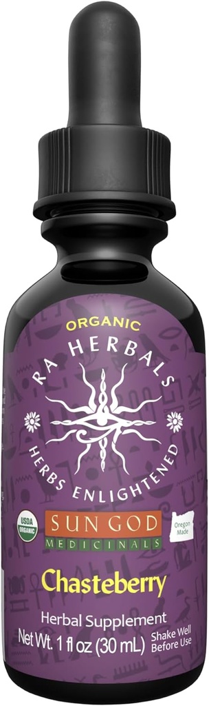 Ra Herbals Organic Chasteberry Extract | Vitex Agnus-Castus Herbal Tincture | Female Hormonal Balance & Menstrual Support | USDA Organic, Vegan, Liquid Drops | 1 fl oz