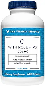Vitamin Shoppe Vitamin C 1.000MG mit Rose HIPS, Antioxidans, die Immun- und Herz-Kreislauf-Gesundheit unterstützt, Rose HIPS bieten eine natürliche Quelle von Vitamin C (300 Tabletten)