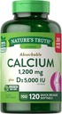Nature's Truth Absorbable Calcium 1200 mg Plus D3 5000 UI par portion Softgels à libération rapide - 120 ct, pack de 2