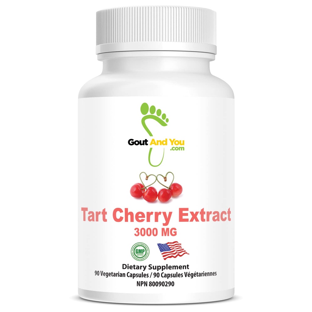 Gout et vous Extrait de Tart Cherry de 3000 mg par portion de 90 capsules végétariennes sans gluten
