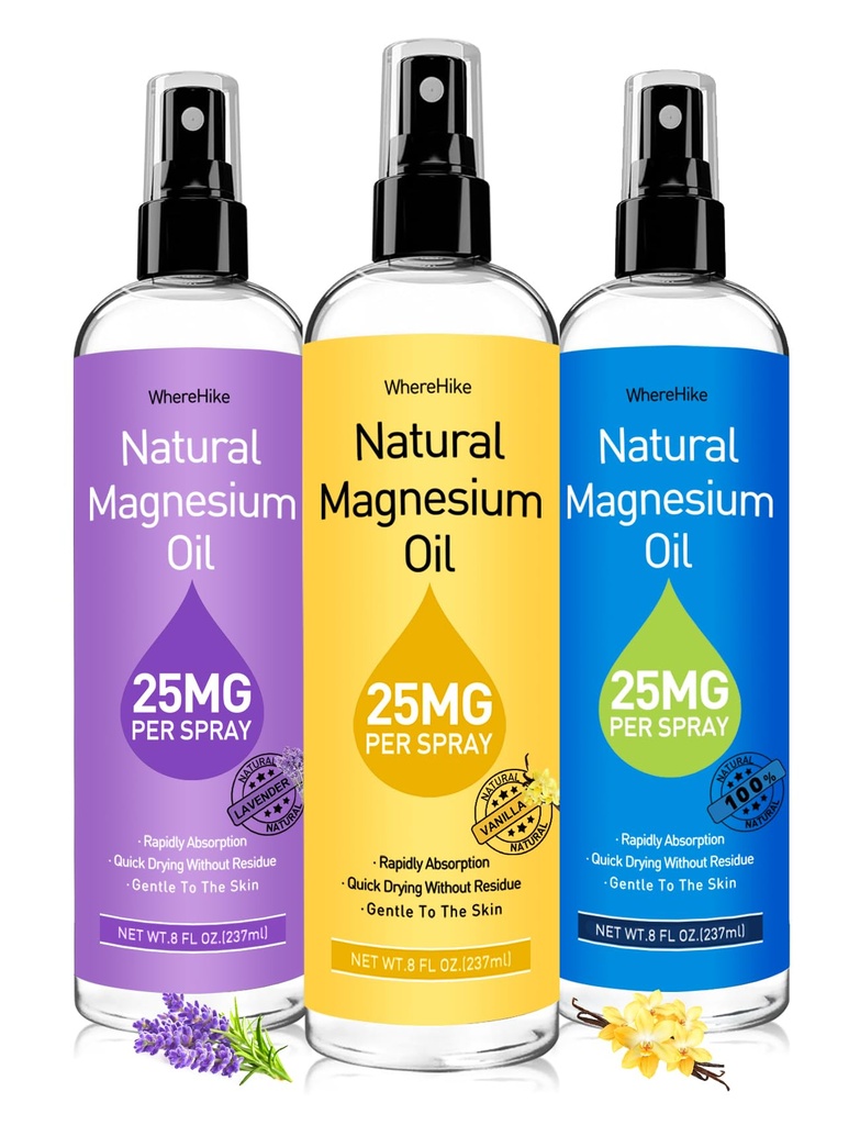 Magnesium-Spray, reines Magnesium-Öl-Spray für Füße,Ideal-Geschenk für Muskelrelaxation &Better Sleep,Rapid Absorption,Quick Drying ohne Rückstände-Vanilla