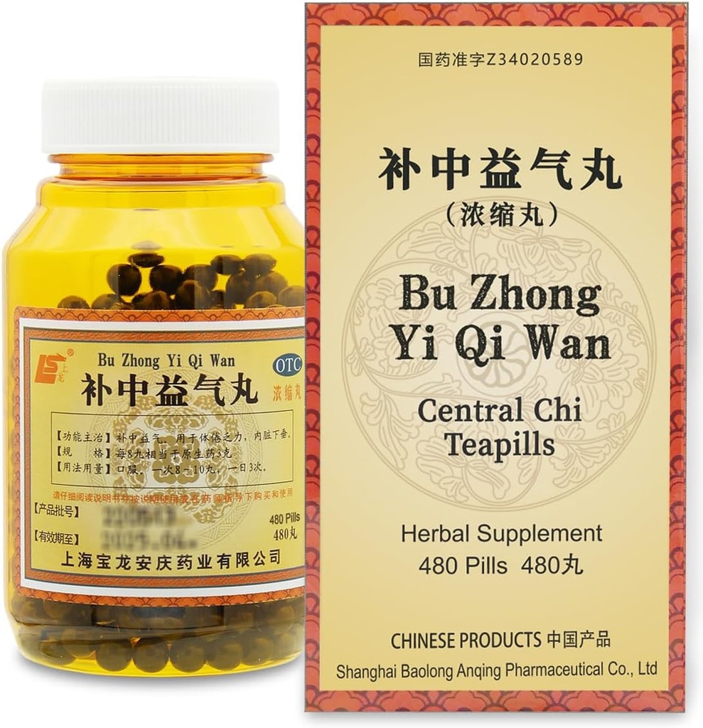 Bu Zhong Yi Qi Wan Herbal Supplément pilules 480 ct (60 portions, taille de l'économie), Central Chi Teapills, soutient la rate et l'estomac en santé
