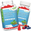 2 Pack Ashwagandha Gummies avec vitamine D pour les femmes et les hommes, sans sucre Vegan 1000MG Supplément Ashwagandha Gummy et vitamine C, 120 Compte