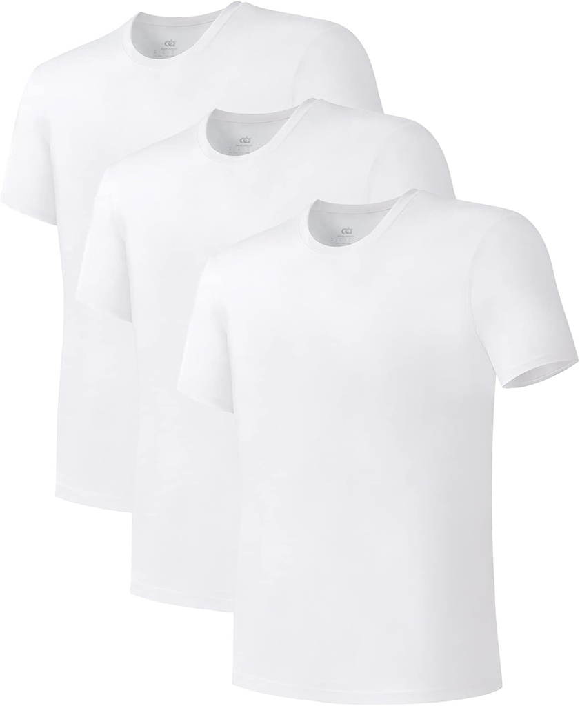 DAVID ARCHY Men's Undershirts Combed Cotton T-Shirt Soft Moisture-Wicking Undershirt Crew Neck or V Neck Tees 3 Pack
