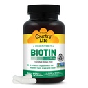Country Life High-Potency Biotin 10mg - Vegan & Glutenfreie Biotin-Ergänzung für Haut und Nägel, Energiemetabolismus - Biotin 10000mcg Kapseln