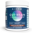 BIOHM Gut-Brain Connection Memory & Focus Supplement (6.74 Oz, 30 Portionen) unterstützt Gut Health & Cognitive Well-Being, hilft Mood, Probiotika, Lion's Mane & Bacopa Monneiri, Schokolade Flavor