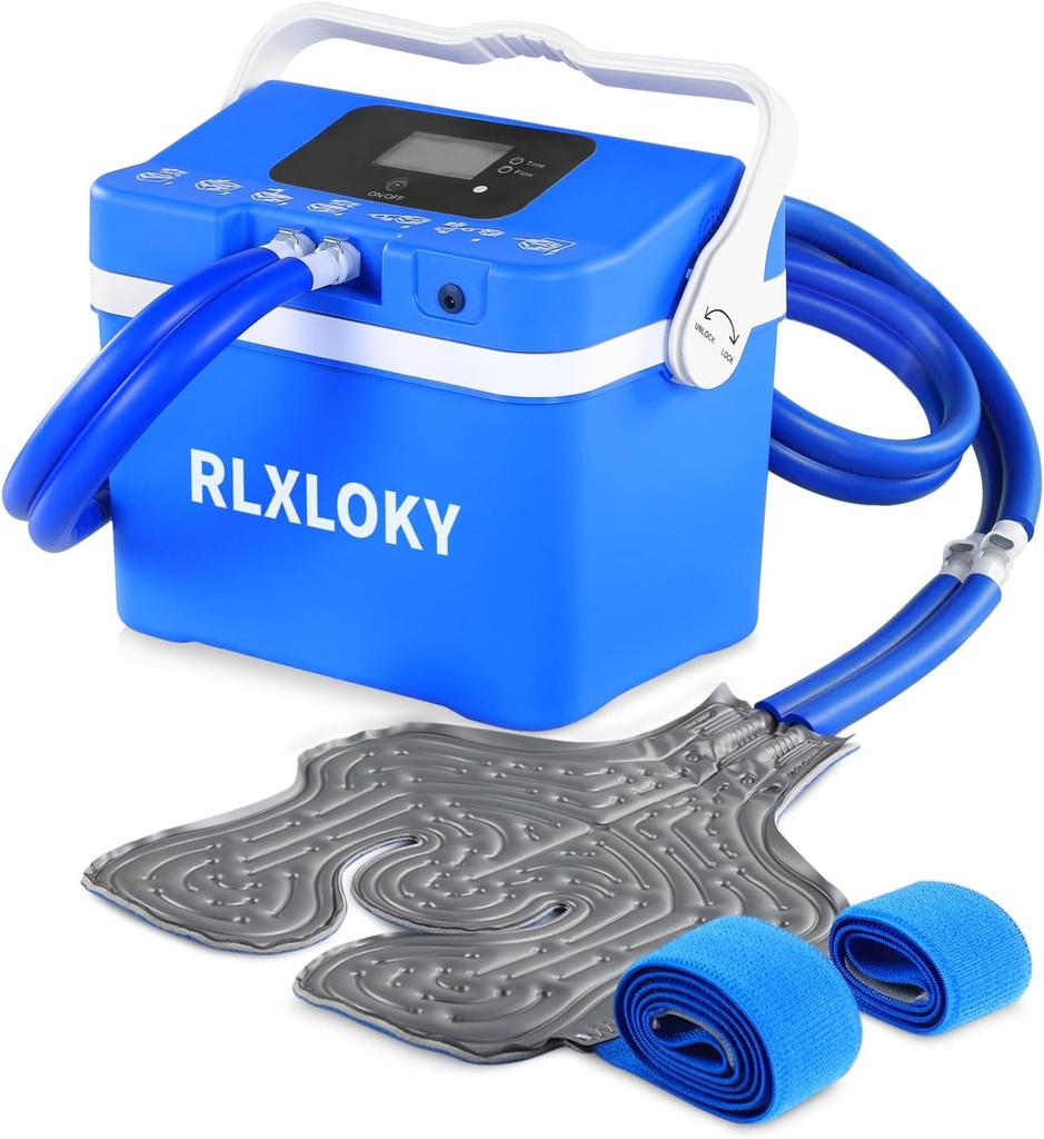 Unité de thérapie froide pour soulager la douleur, Système de thérapie froide avec pack de glace universel pour genou, cheville, épaule, dos, machine de thérapie glacée avec minuterie numérique et vitesse de débit réglable