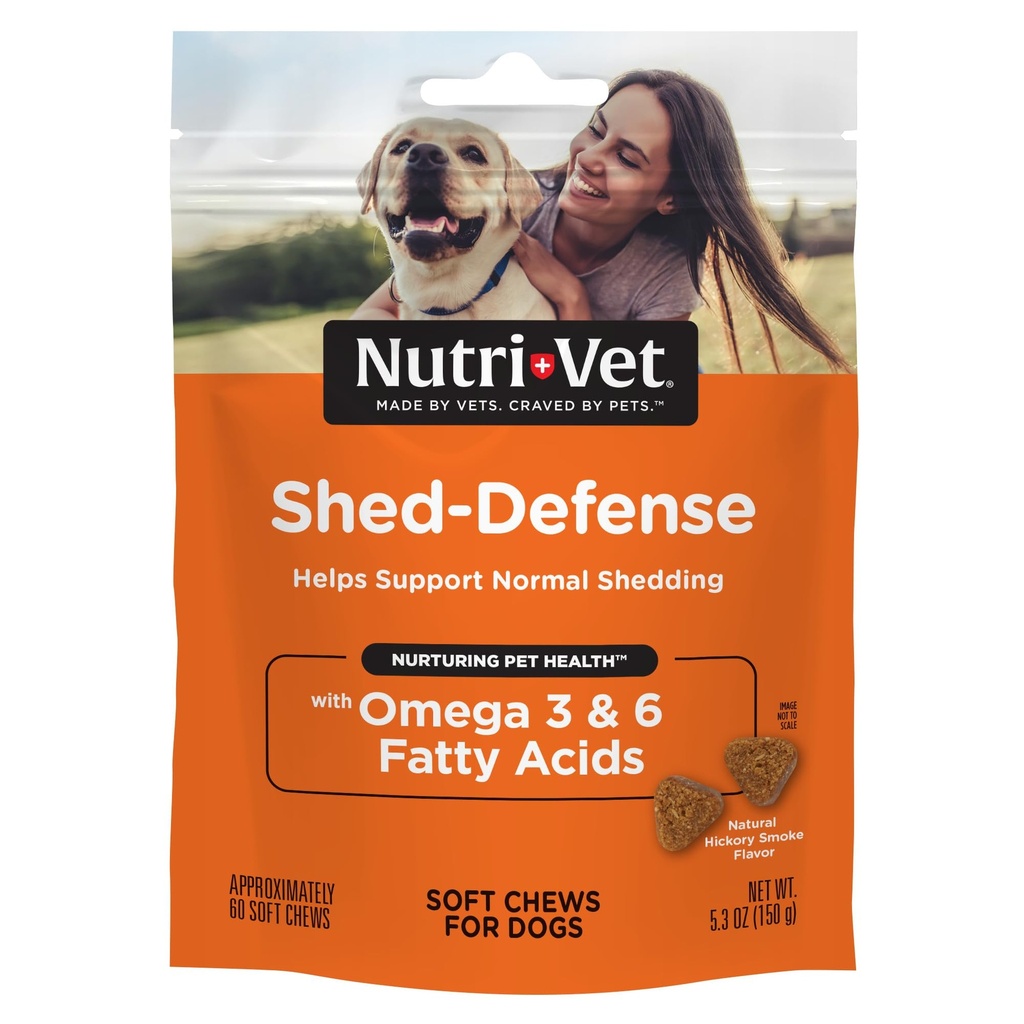 Nutri-Vet Shed Defense Weiche Chews für Hunde, Haut und Mantel Ergänzung für Hunde, Omega 3 von Fischöl, trockene und juckende Hautentlastung Behandlung, Welpen Essentials, 60 Soft Chews