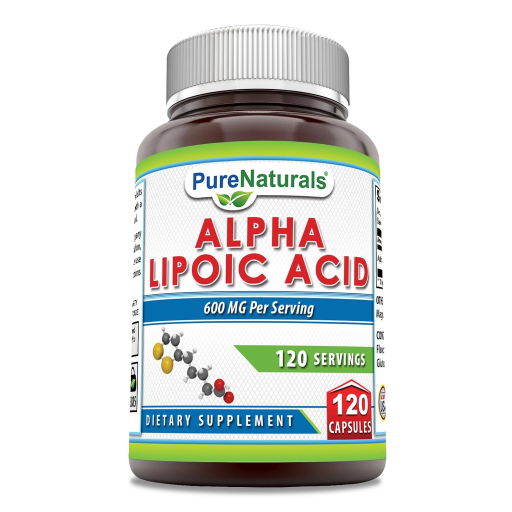 Pure Naturals Alpha Lipoic Acid 600 mg 120 Capsules Supplément (en anglais)