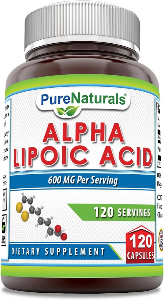 Pure Naturals Alpha Lipoic Acid 600 mg 120 Capsules Supplément (en anglais)
