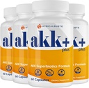 Akk+ Superbiotiques - 20 milliards d'Afu Akkermansia Probiotique avec Thistle de lait, Taraxasterol, supplément GLP1, pour antioxydant, Gut, santé de la peau, 240 Comte