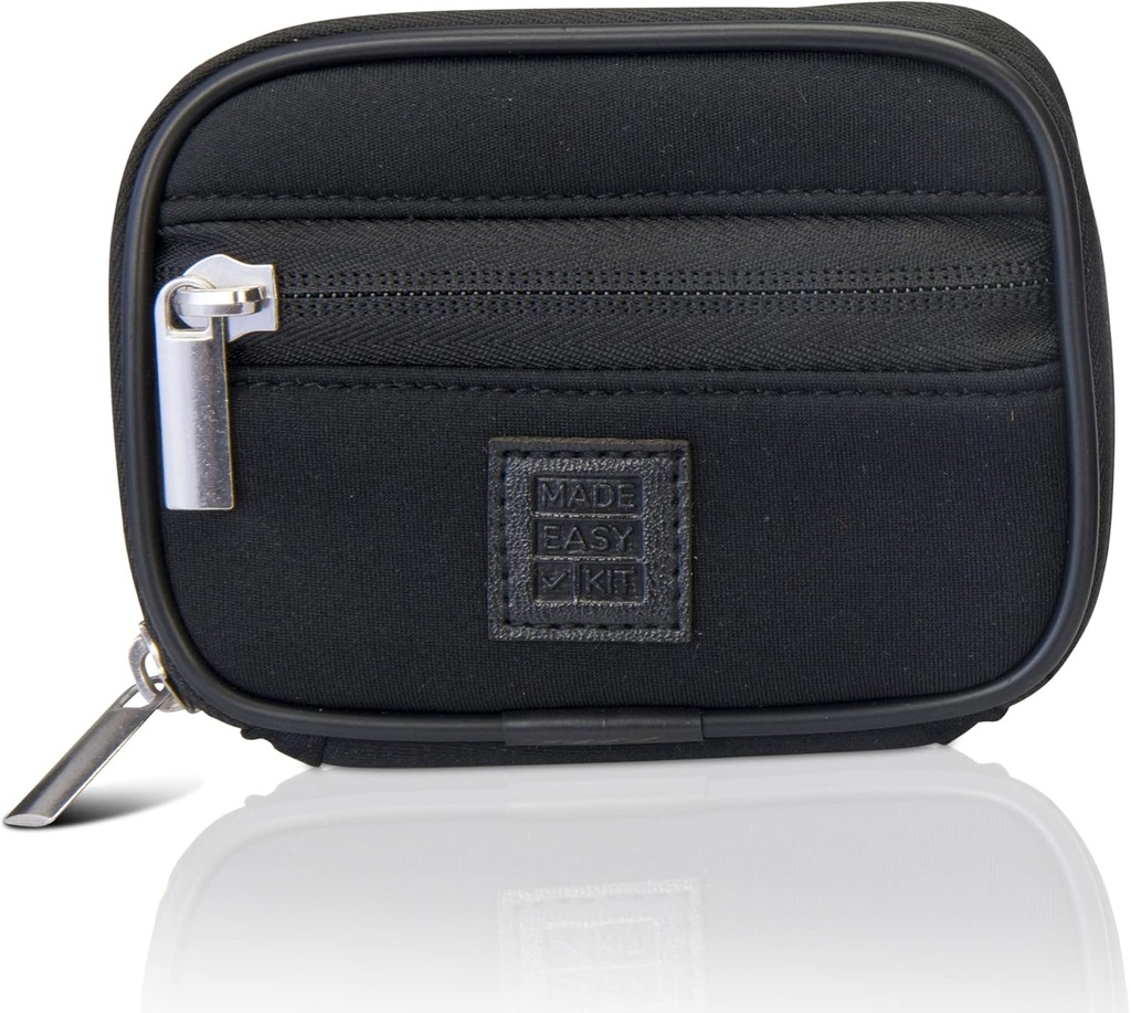 Made Easy Kit Pill Case - Weekly Medicine Organizer with Removable Seven-Day Vitamin & Supplement Box - Premium Neoprene for Travel Purse Accessory (Black)