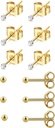 6Pairs 2mm/3mm Chirurgische Stahl Allergiker Piercing Studs, 20G 14K Real Gold gefüllte Tiny Stud Ohrringe Set für mehrere Loch Piercing (Kubische Zirkonia, Pearl, Ball)