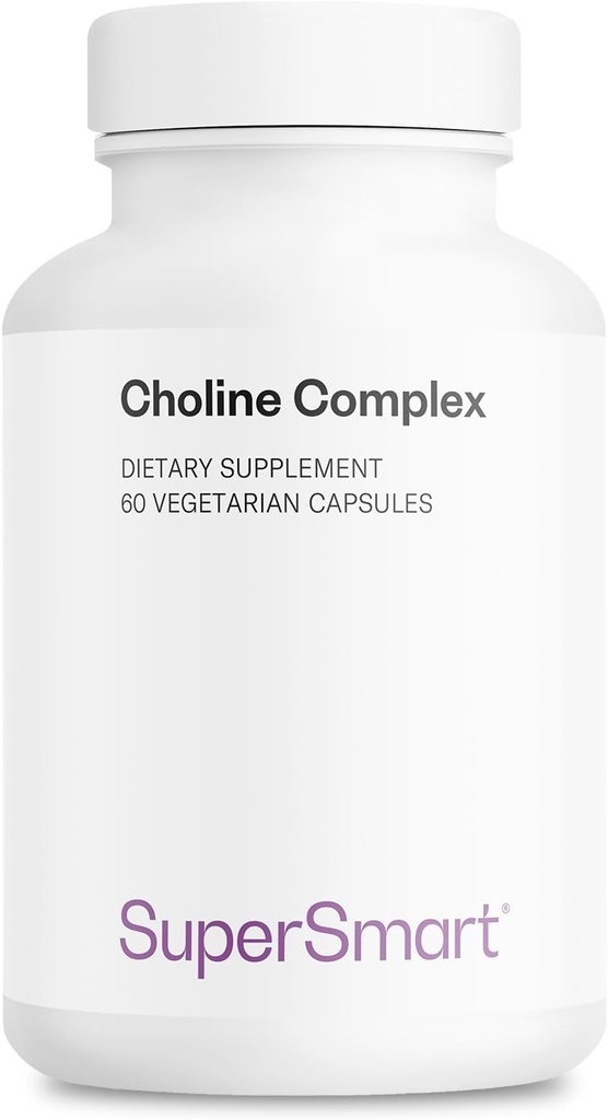 Supersmart - Choline Complex (gemalt & hohe Festigkeit) - mit Choline Bitartrate, GPC Choline & CDP Choline - High Potency Choline Supplements | Non-GMO & Gluten Free - 60 Vegetarische Kapseln