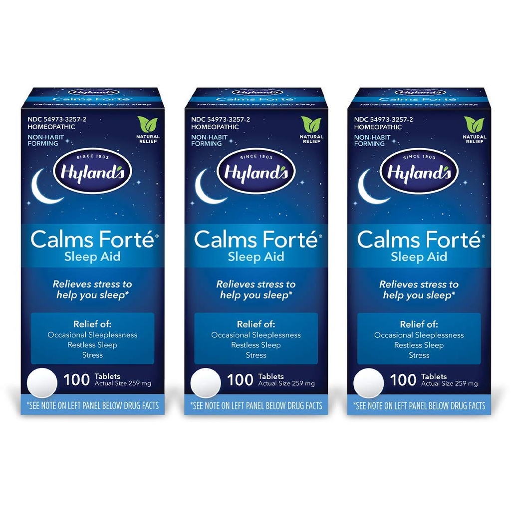 Hyland’s Calms Forte' Schlafhilfe Tablets, natürliches Relief von Nervous Spannung und okziöse Schlaflosigkeit, 100 Count (Pack von 3)